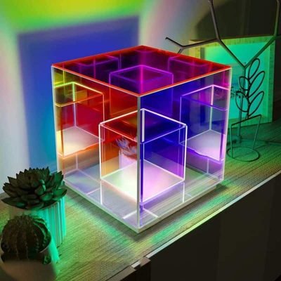 Lampe Cube Infini - lampe originale à poser - deco scientifique